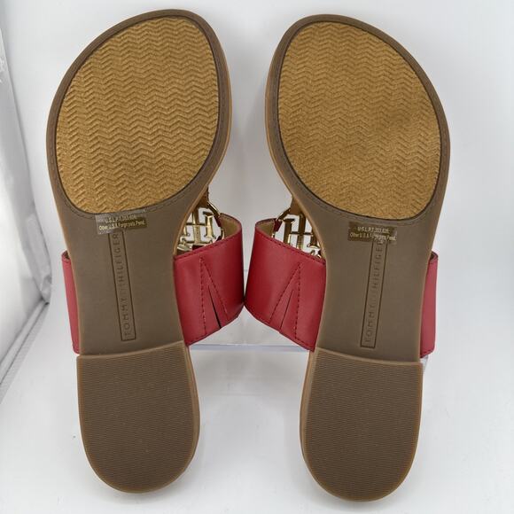 Tommy Hilfiger Women's Sia Red Thong Sandal Gold Tone Hardware Size 8.5M NWB - Picture 12 of 16